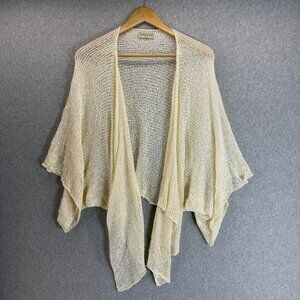 Georgina Estefania Dallas Cream‎ Ivory OS Open Knit Cardigan Shawl Drape Flowy